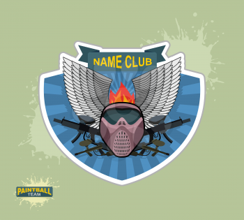 paintball logo emblem. paintball guns and Wings. Mortal Heraldry.