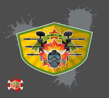 Paintball logo. shield with wings. Emblem  Mortal paintbal