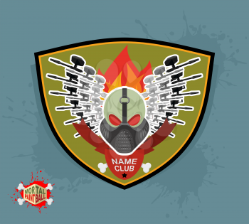 Logo paintball club. Mortal paintball. Guns and mask.