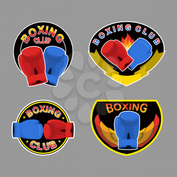 Set boxing emblem. Vector illustration. Boxing gloves in embem.
