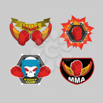 MMA emblem set. Mix fight club logo. Vector illustration