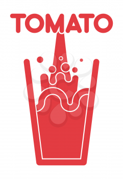  Tomato juice glass. Spray fresh tomato juice. Vector illustration.
