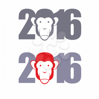 New year 2016. Year of  fire monkey. Vector illustration
