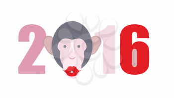 Year of  fire monkey. New year 2016. Pet kiss. Vector illustration
