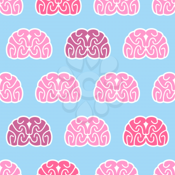 Brains seamless pattern. Background of organs of human head. Anatomical medical ornament. Vector illustration.
