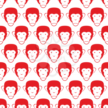 Monkey seamless pattern. Head of animal vector background.
