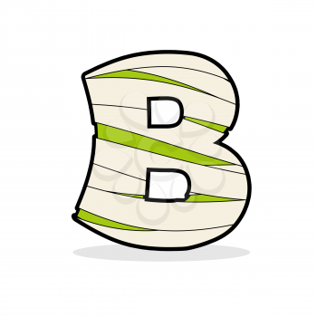 Letter B Monster zombie. Alphabetical icon medical bandages. Egyptian concept of template elements ABC