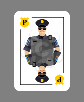 Playing card policeman. Conceptual new card  police officer. Arrests in game all characters.