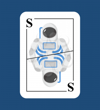 Playing card Spaceman  Conceptual new card astronaut. Cosmonaut. spacesuit. Ulitaet in event of an attack other players.
