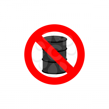 Stop oil barrel. Fuel is forbidden. Frozen barrel. Red forbidden sign. Ban toxic waste
