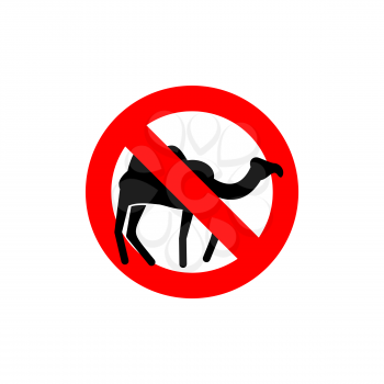 Stop camel. Prohibited animal of  desert. Red forbidding character.  Ban silhouette animal
