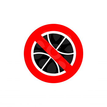Stop basketball. It is forbidden to play basketball. Frozen is an accessory for game. Red forbidding character. 