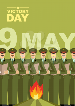 Victory day. 9 May. eternal fire and soldiers