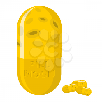 Moon pill. Fantastic Medication from disease. Vector illustration