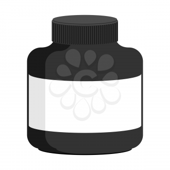 Container for sports nutrition black plastic. Vector illustration
