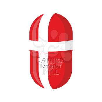 Danish patriotic pill. Denmark Capsule flag. Vector illustration medical Tablet
