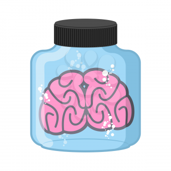 Brains  with Jars. Laboratory glass bulb with human Organ. Vector illustration
