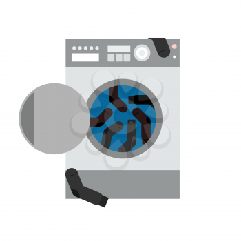 Washing machine and socks. Vector illustration
