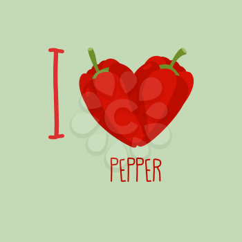 I love pepper. Heart of the sweet peppers. Vector illustration
