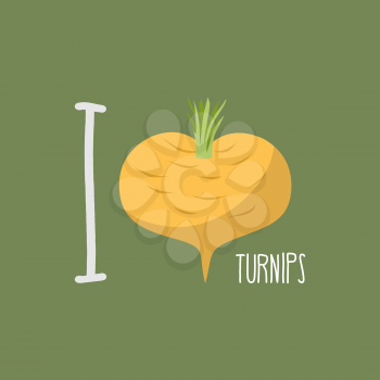 I love turnips.  heart of yellow turnips. Vector illustration