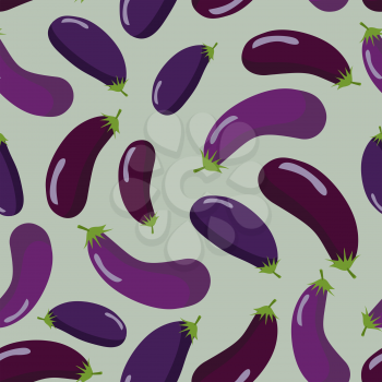 Eggplant seamless pattern. Vegetable vector background of purple Eggplant
