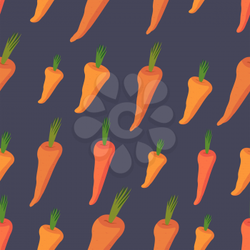 Background of Orange carrots. Vector seamless pattern of vegetables. Vector texture
