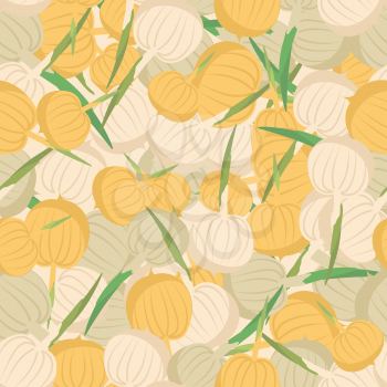 Onion pattern. Seamless background with bulbs. Vector texture