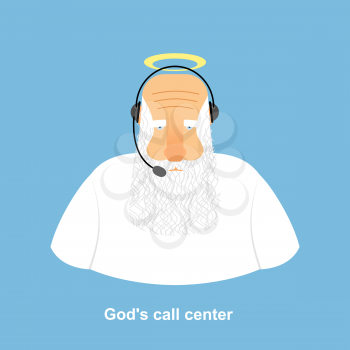 Gods call center. Divine call center. God and headset. God responds to phone calls. Customer service from back support. Heavenly Paradise call center.
