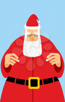 Santa Claus in red dress. Christmas character with white beard. Christmas old man in glasses.