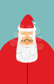 Santa Claus is watching you. Christmas Santa with beard and glasses. Sad Tired Santa
