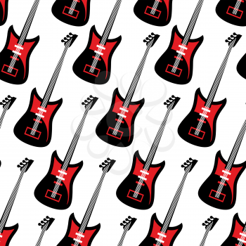 Guitar seamless pattern. Electric guitar repeating background. Texture oftools for rock music

