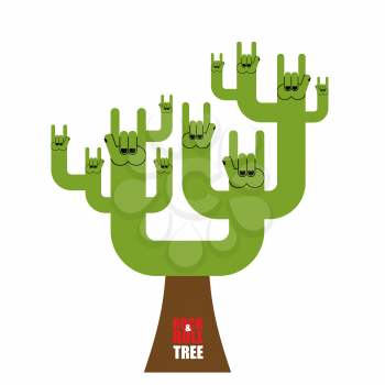 Rock and roll tree. Fantastic tree from rock hand sign. Plant for lovers of rock music.
