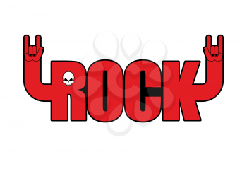 Rock. Letters with hands. Hand rock sign. Logo for rock musicians. Logo for ro and fame
