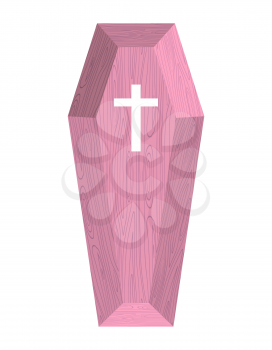 Pink coffin for blondes. Vector illustration of accessories for burial and death