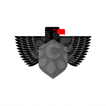 Eagle Coat Of Arms. With space for text. Emblem black scary bird with wings. Vector illustration of heraldry.
