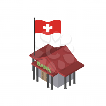 Swiss Bank. Reliable Bank with  flag of Switzerland. Vector icon.
