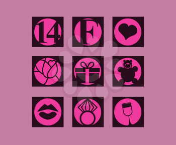 Valentine's day, icon set. 14 February