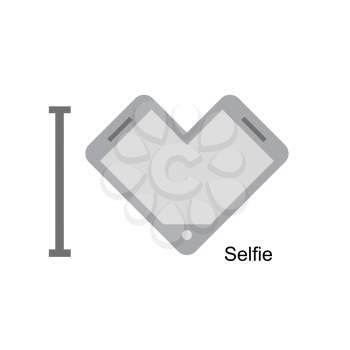 I love selfi. Phone as a symbol of heart. Vector illustration. I love taking pictures. Concept of a fantastic phone.
