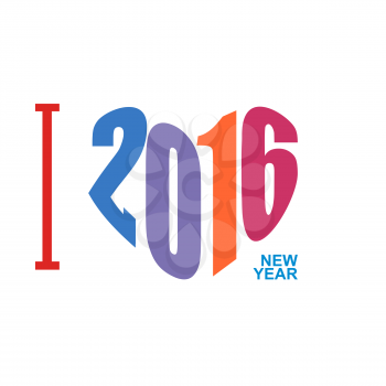 I love year 2016. Symbol heart of  digits. Logo for new year. vector illustration
