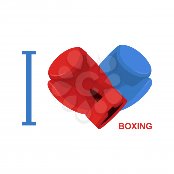 I love boxing. Symbol of  heart of boxing gloves. Vector illustration
