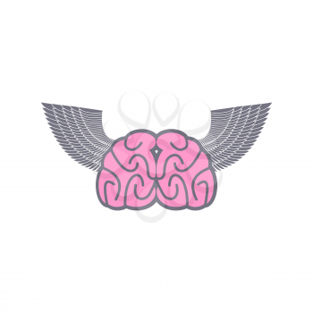 Brain with wings. Symbol logo ideas. Brain with Angel Wings on a white background. Vector illustration.
