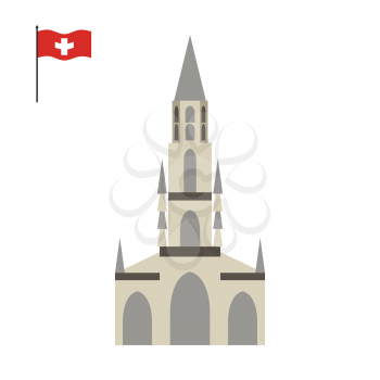 Berne Cathedral. landmark of Switzerland. Architecture attraction of  country. Vector illustration
