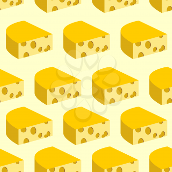 Cheese with holes seamless pattern. Background of pieces of yellow cheese. Vector illustration food
