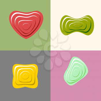 Set of logos of plastic forms. Heart icon logo.