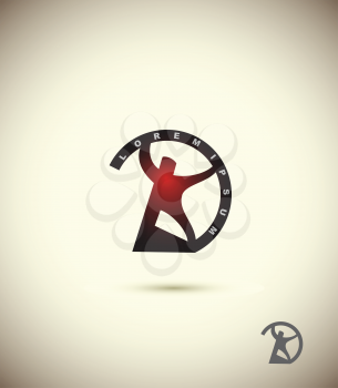 logo man bends the pipe. Business template concept for the production of steel. Vector
