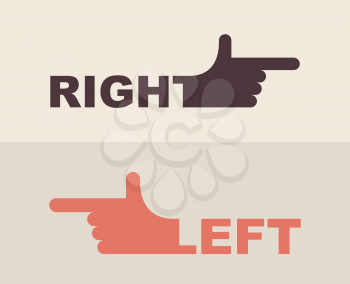 logo  hand. Shows  direction of  right hand, left hand