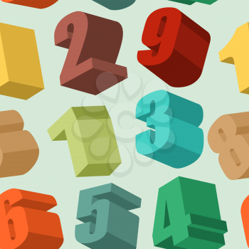 3d numbers seamless  pattern. Vector background