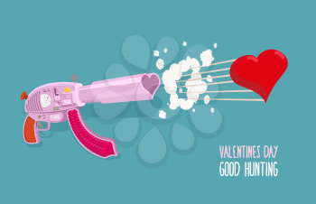 Arms of love. Gun shoots hearts. Valentines day. Good hunting. Vector illustration

