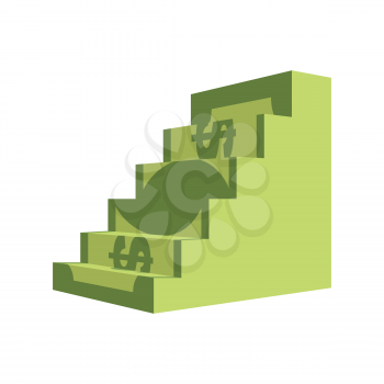 Dollar ladder. Steps out of  money. Ascent to wealth. Business illustration chart money income growth.
