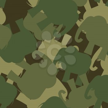 Army Pattern elephant. Camo background of green elephant. Military seamless ornament from animal jungle.
